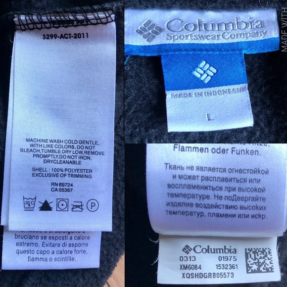 COLUMBIA FLEECE JACKET Full Zip Black Large Men’s UNISEX - Picture 4 of 16